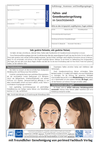 Patientenaufklärungsbogen Falten- und Gewebeunterspritzung im Gesichtsbereich